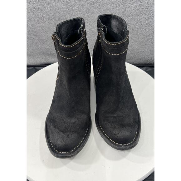 Born Alana Dual Zip Ankle Boots Booties Leather Boho Moto Womens Size 7.5 Black - Picture 7 of 14